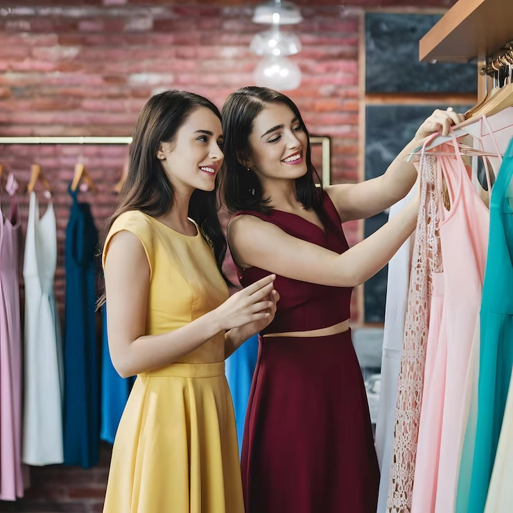 two-women-looking-dresses-closet-one-which-is-wearing-gold-dress-generate-ai
